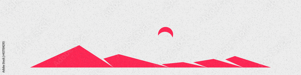 Naklejka premium Geometric Mountains silhouette landscape art poster illustration