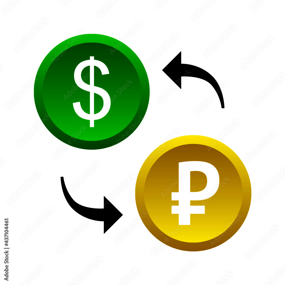 Currency exchange arrow dollar and ruble Currency exchange arrow dollar and ruble