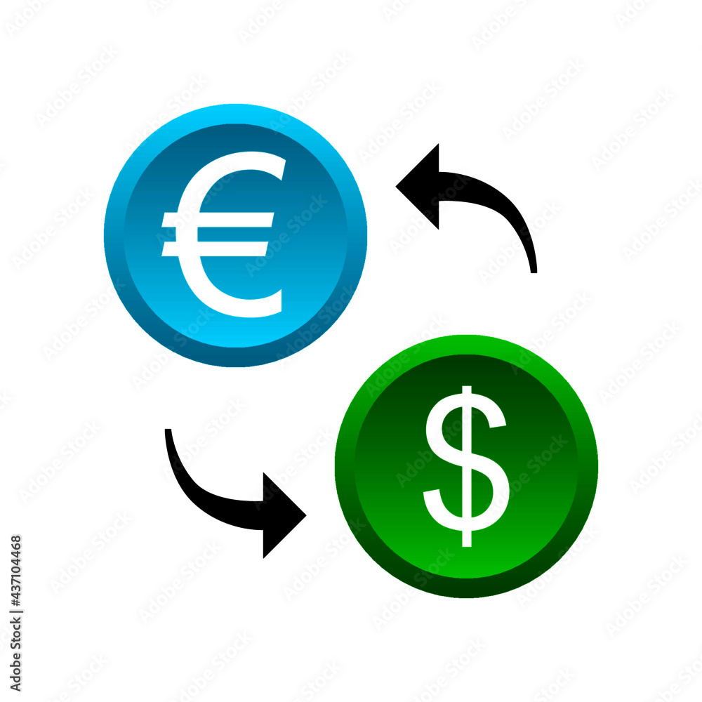 Currency exchange arrow for euro and dollar Currency exchange arrow for euro and dollar
