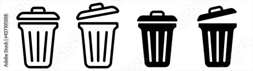 Trash bin icon. trash can open icon, Vector illustration.