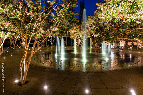 Amazing Fountain and night illumination in park Galitskogo in Krasnodar