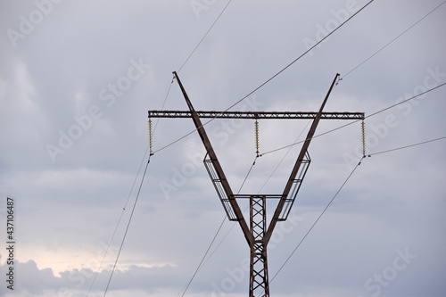High-voltage transmission lines in the field of landscape