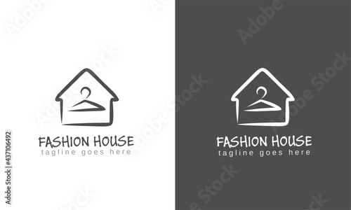 Hand drawn fashion house logo design. Fashion logo template isolated on white. Vector