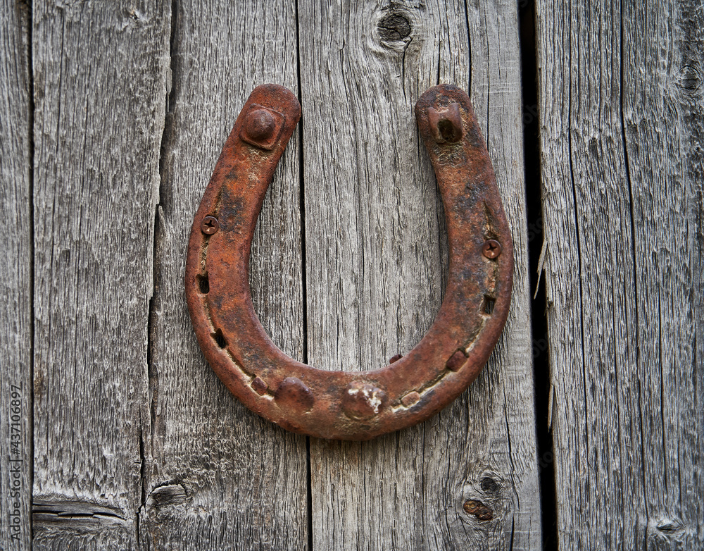 old horseshoe on wall old horseshoe on wall