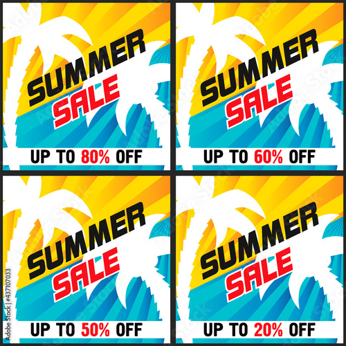 summer sale template banner, vector illustration, summer time wallpaper, modern vector lettering