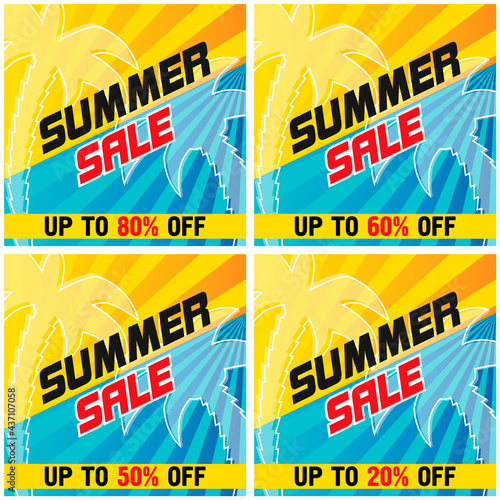 summer sale template banner, vector illustration, summer time wallpaper, modern vector lettering