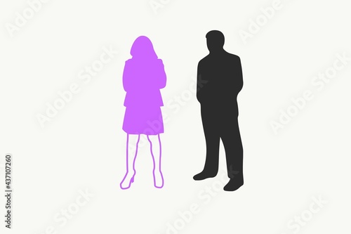 Creative design of a man and a woman standing together  abstract business  meeting or dating concept background