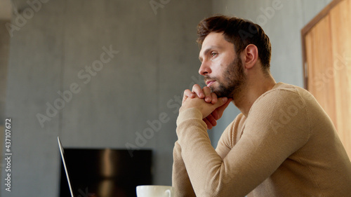 Serious young man thinking about a new idea