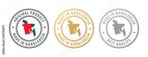 Made in Bangladesh - set of stamps with map and flag. Best quality. Original product.