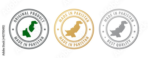 Made in Pakistan - set of stamps with map and flag. Best quality. Original product.