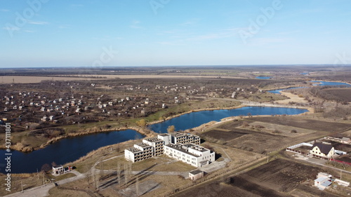 an old abandoned health complex from a bird's eye view