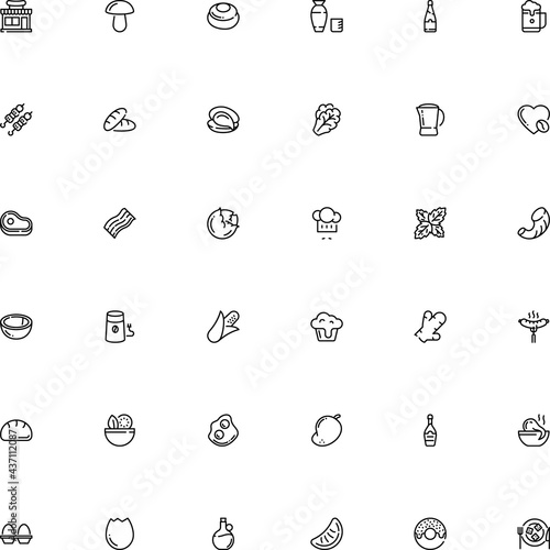 icon vector icon set such as: italian, pint, shape, omelette, print, butcher, bubble, foodstuff, commercial, contour, french, toast, turkish, ham, exotic, mandarin, chinese, crack, mussel, kettle