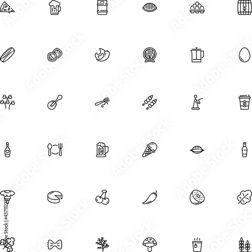 icon vector icon set such as: cappuccino, semifinished, go, spoon, easter, watercress, part, tomato, head, culture, frozen, dill, vermicelli, condiment, latte, takeaway, hop beer, penne, gluten