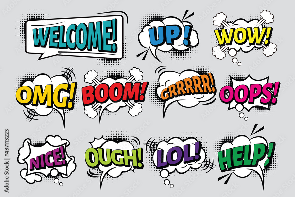 Vetor de Retro comic bubbles vector set do Stock | Adobe Stock