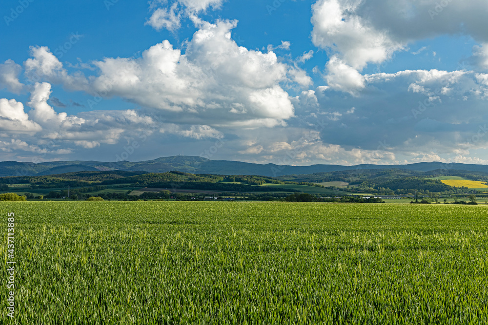 landscape in Thuringia with view to the thuringian forest and island mountain