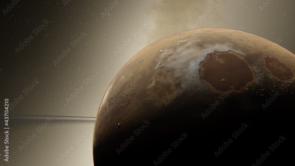 Naklejka premium planet in deep space, science fiction wallpaper 3d render