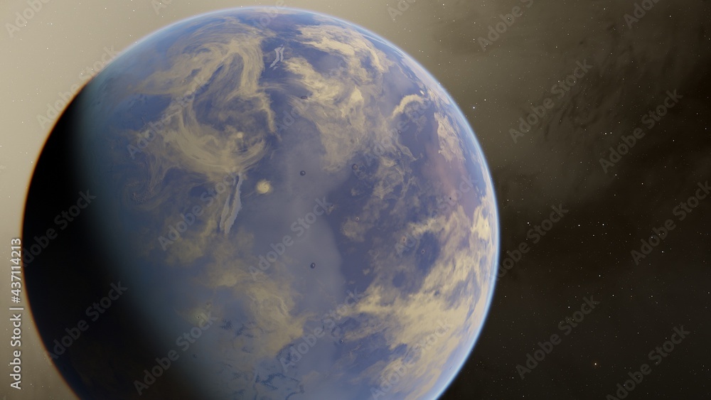 Naklejka premium planet in deep space, science fiction wallpaper 3d render