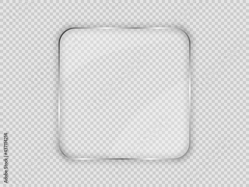 Glass plate in rounded square frame