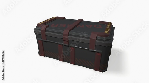 sci fi military box on white background 3d-illustration 3d-rendering