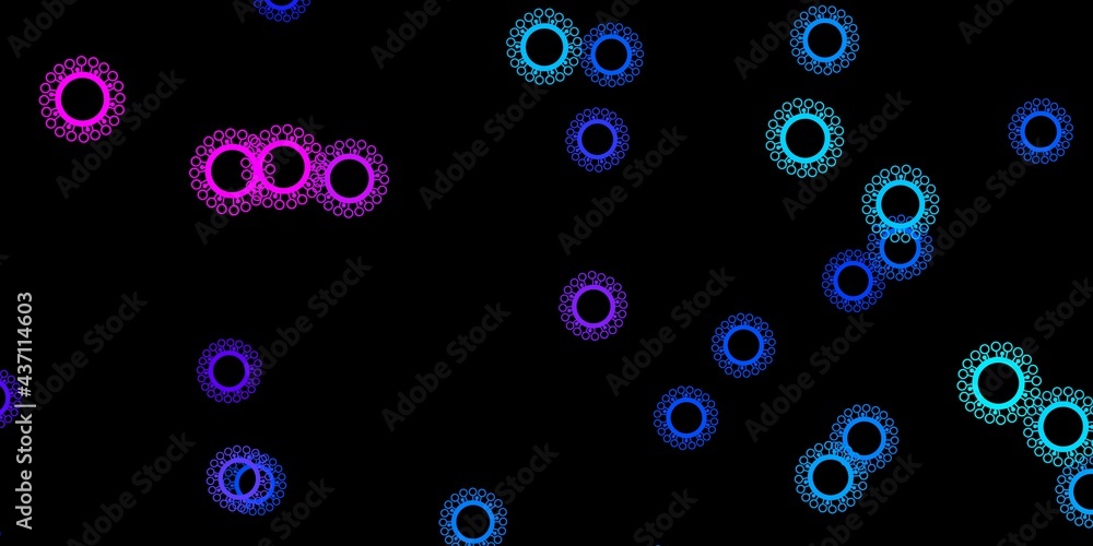 Dark pink, blue vector backdrop with virus symbols. Dark pink, blue vector backdrop with virus symbols.