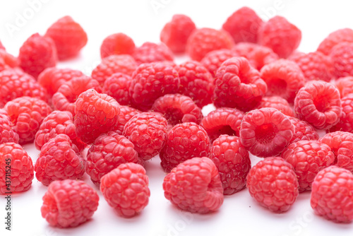 Raspberry berries on a white background
