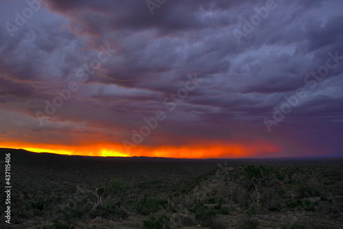 A special sunset in the Eastern Cape in the Karoo with the last light of day