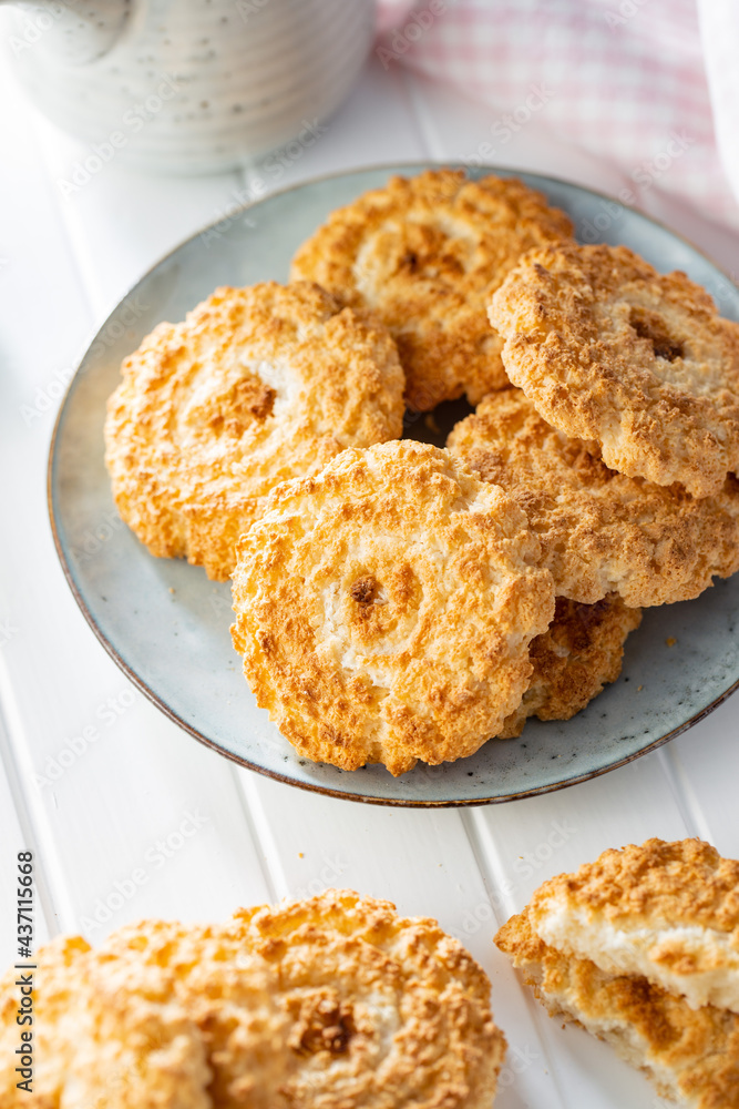 Sweet coconut cookies. Tasty biscuits with coconut flavor. Sweet coconut cookies. Tasty biscuits with coconut flavor.