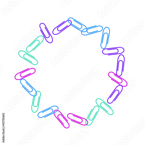 Stationary paperclips isolated on white background