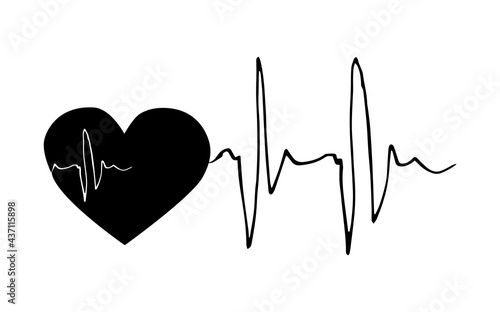 Biorhythms of the human heart in the form of a cardiogram. ECG line. Heart signals.