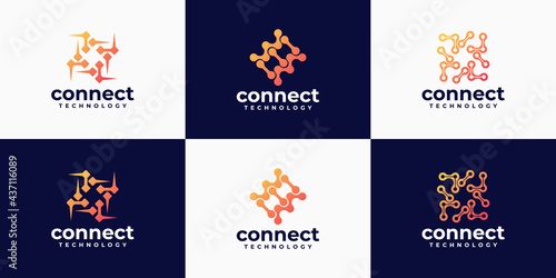 creative gradient abstract technology company logo collection