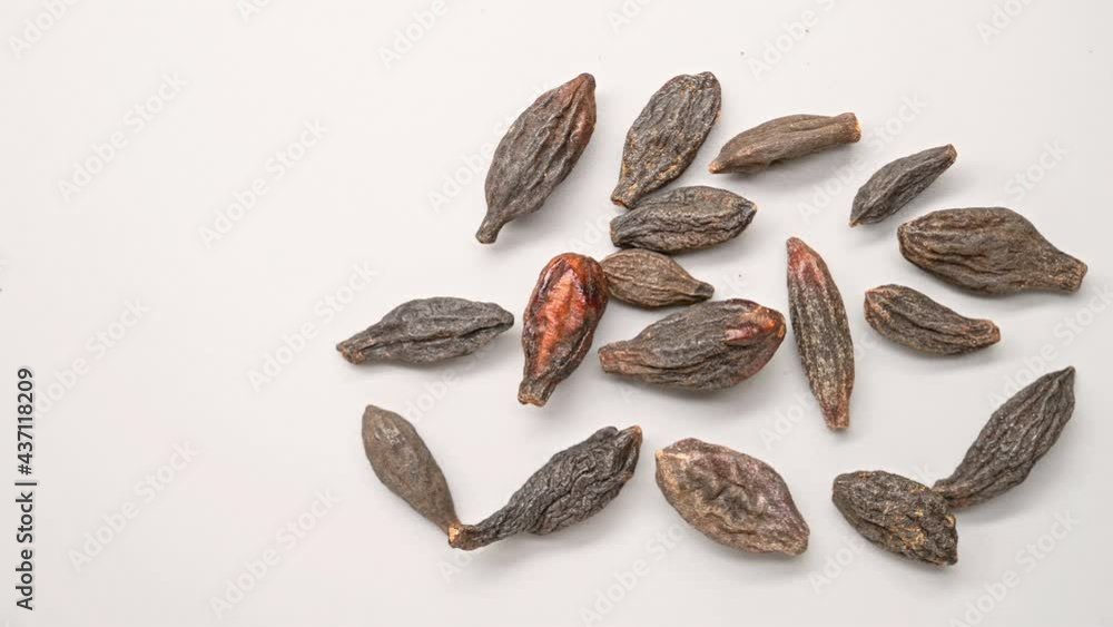 top pan view herb XiQingGuo or Chebulae Fructus Immaturus or Immature fruit of Medicine Terminalia