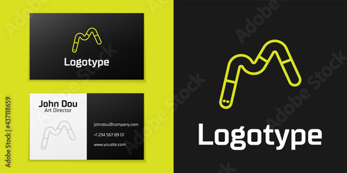 Logotype line Jelly worms candy icon isolated on black background. Logo design template element. Vector