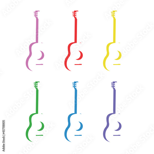 color guitar icon set or logo isolated sign symbol vector illustration - high quality black style vector icons 