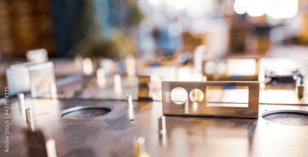 Metal boards and accessories lie on the surface Metal boards and accessories lie on the surface