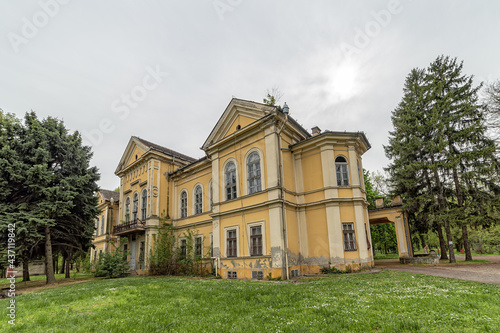 Coka, Serbia - May 01, 2021: Lederer Castle, also known as "Marcibanji" Castle, is located in Choka, built after 1781. There is a castle in the park, a cultural monument of great importance.