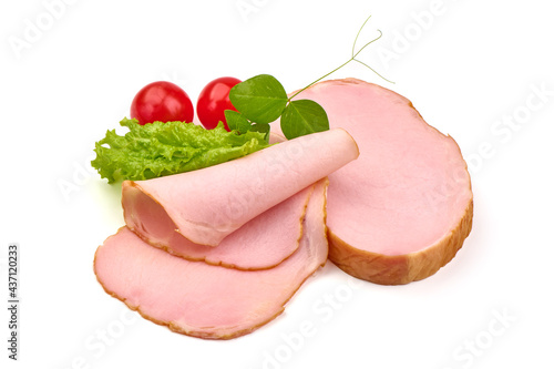 Pork loin slices, isolated on white background. High resolution image.