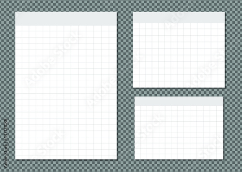 Set of paper sheets A4, A5 with shadows, realistic paper page