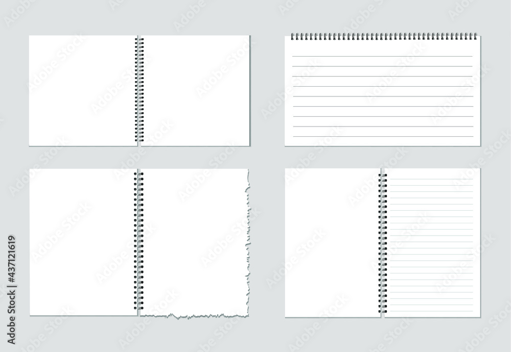 Set of paper sheets A4, A5 with shadows, realistic paper page mock up. Set of paper sheets A4, A5 with shadows, realistic paper page mock up.