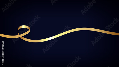 Gold ribbon on a dark blue background. Vector illustration.