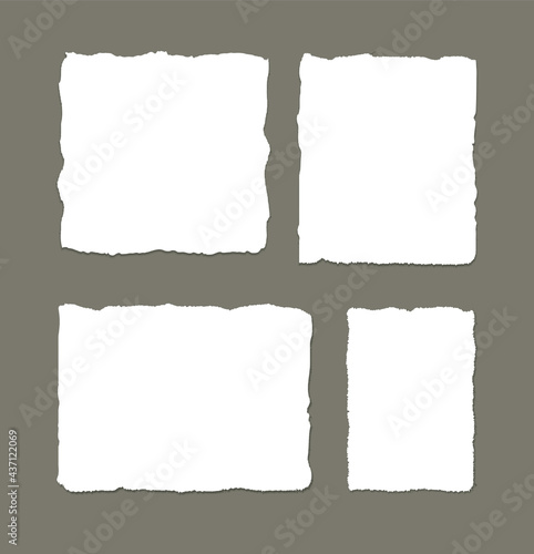 White torn stripes, Paper different scraps set, notepad, notes for text or message stuck