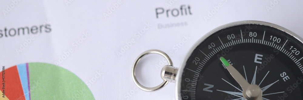 Business profit chart and compass. Small and medium business development Business profit chart and compass. Small and medium business development