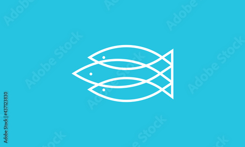 lines art three fish logo symbol vector icon illustration graphic design