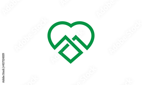 shape love lines with letter m logo symbol vector icon illustration graphic design