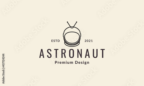 astronaut helmet lines hipster logo symbol vector icon illustration graphic design