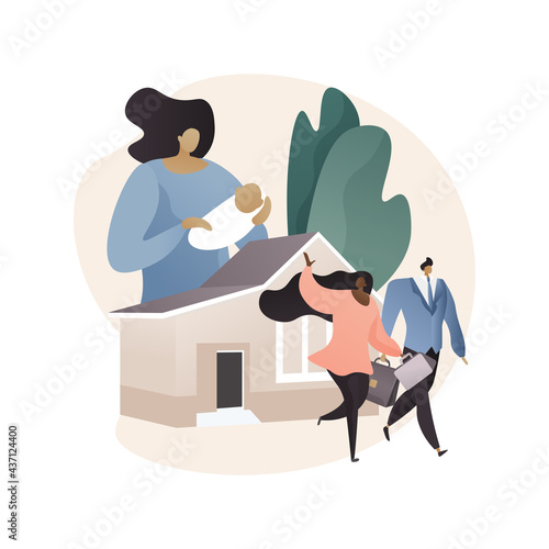 Babysitting services abstract concept vector illustration.