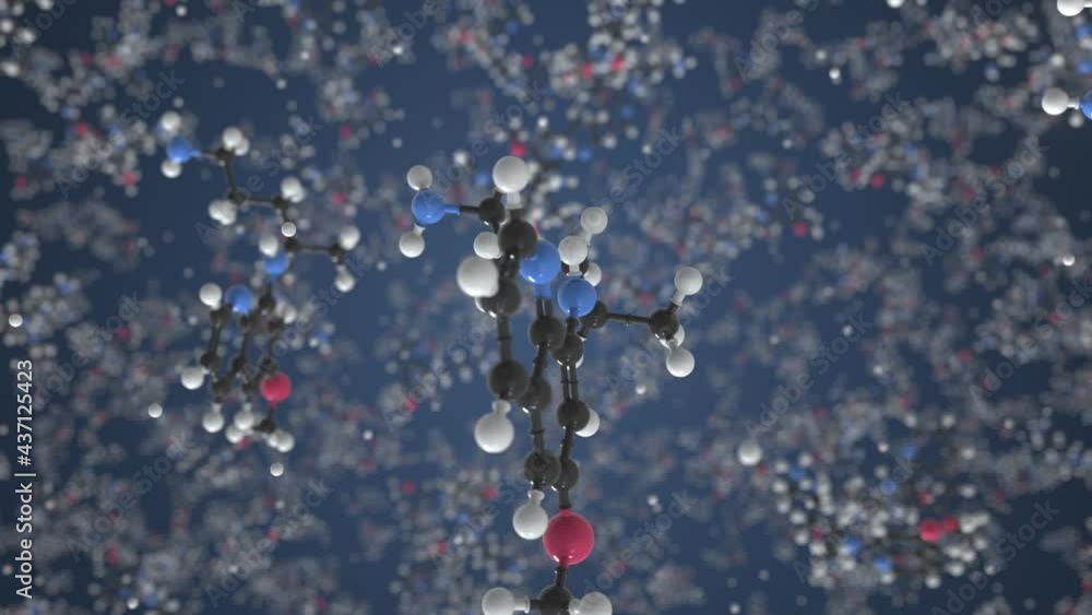 Molecule of Primaquine. Molecular model, looping seamless 3d animation Molecule of Primaquine. Molecular model, looping seamless 3d animation