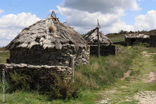 Replica of the ruins of an ancient Celtic settlement in Castromao, Ourense, Galicia, Spain. photo