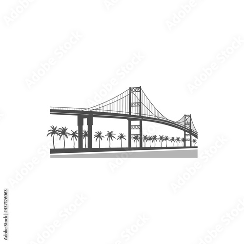 Black and white drawing of an isolated bridge and a piece of inbankment