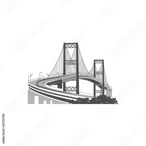 Drawng of a long winding bridge