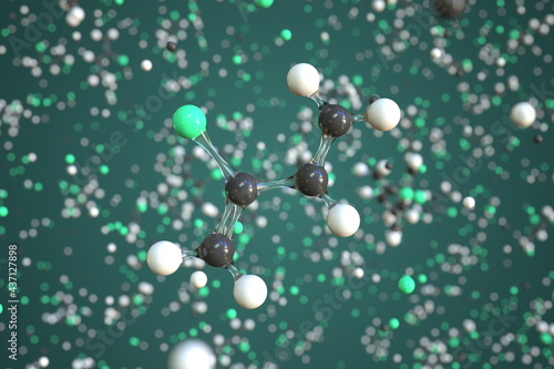 Chloroprene molecule, conceptual molecular model. Chemical 3d rendering photo